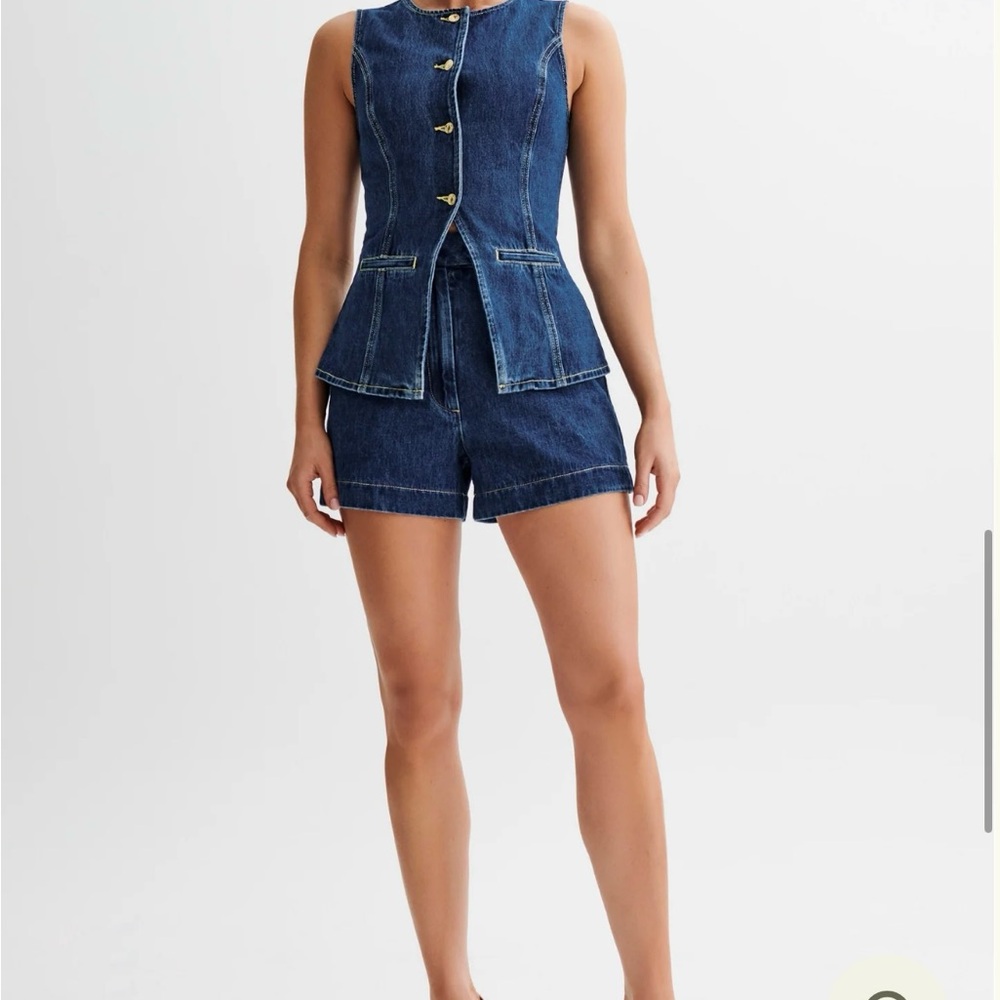 Meshki High Waist Denim Short + Vest